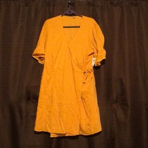 Yellow wrap dress